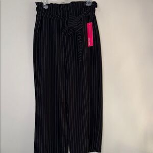 Shosho Black Wide Leg Pants with Pinstripes